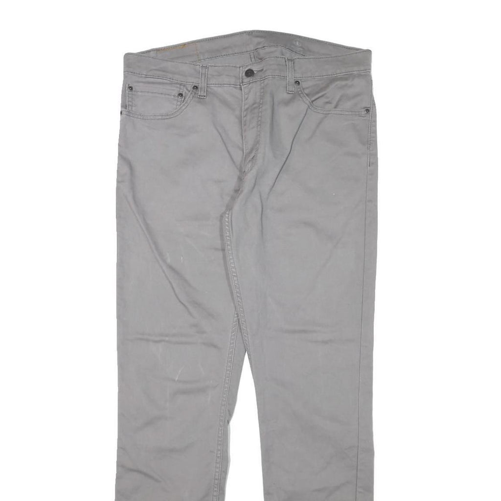 LEVI'S Mens Slim Grey Cotton Blend Slim Straight Trousers W36 L34 Casual Zip