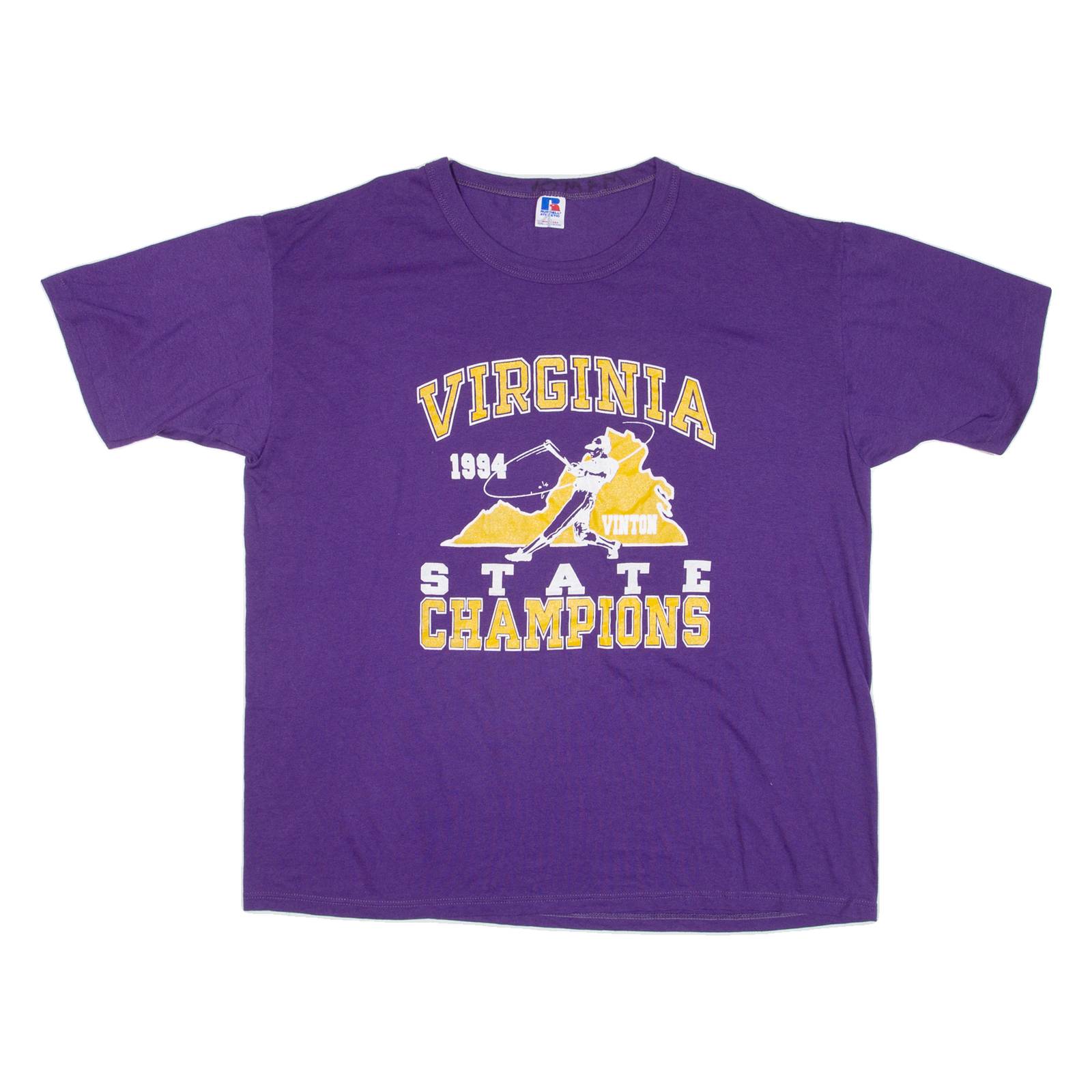 RUSSELL ATHLETIC Virginia State Champions Mens T-Shirt Purple USA XL