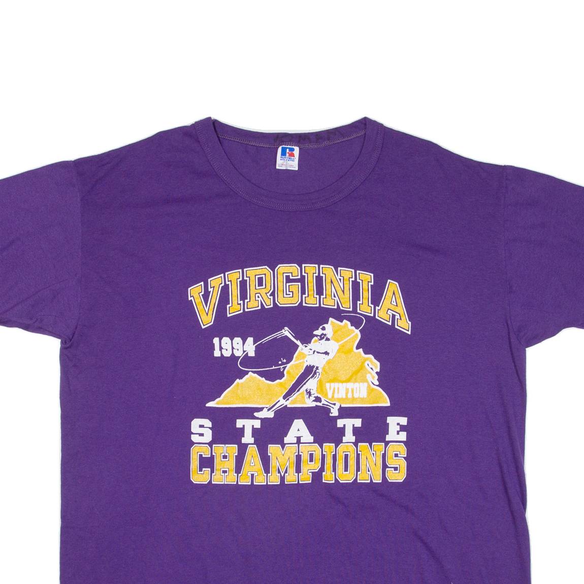 RUSSELL ATHLETIC Virginia State Champions Mens T-Shirt Purple USA XL