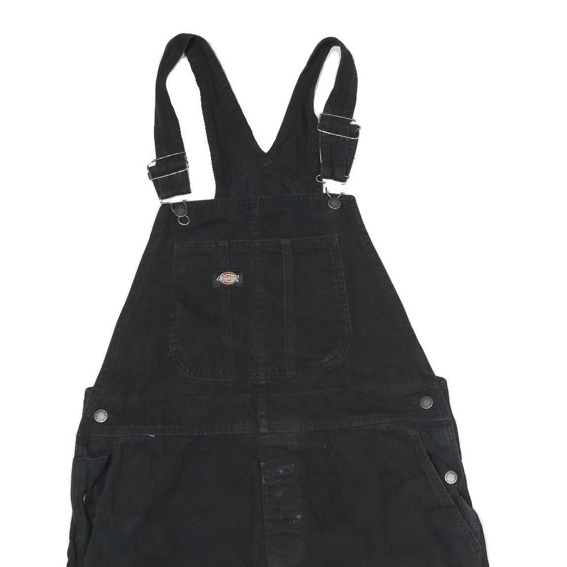 DICKIES Womens Black Cotton Dungarees Loose Fit XL W36 L4 Workwear Shorts