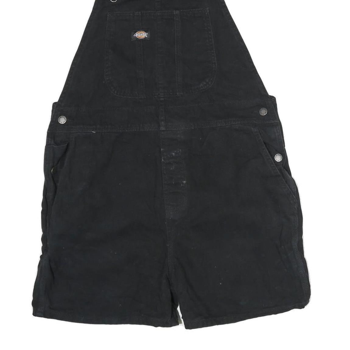 DICKIES Womens Black Cotton Dungarees Loose Fit XL W36 L4 Workwear Shorts