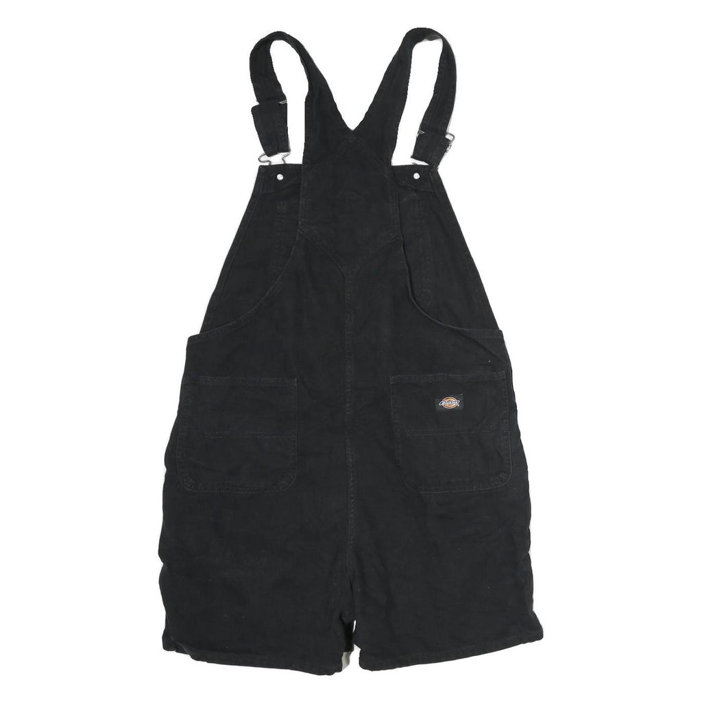 DICKIES Womens Black Cotton Dungarees Loose Fit XL W36 L4 Workwear Shorts
