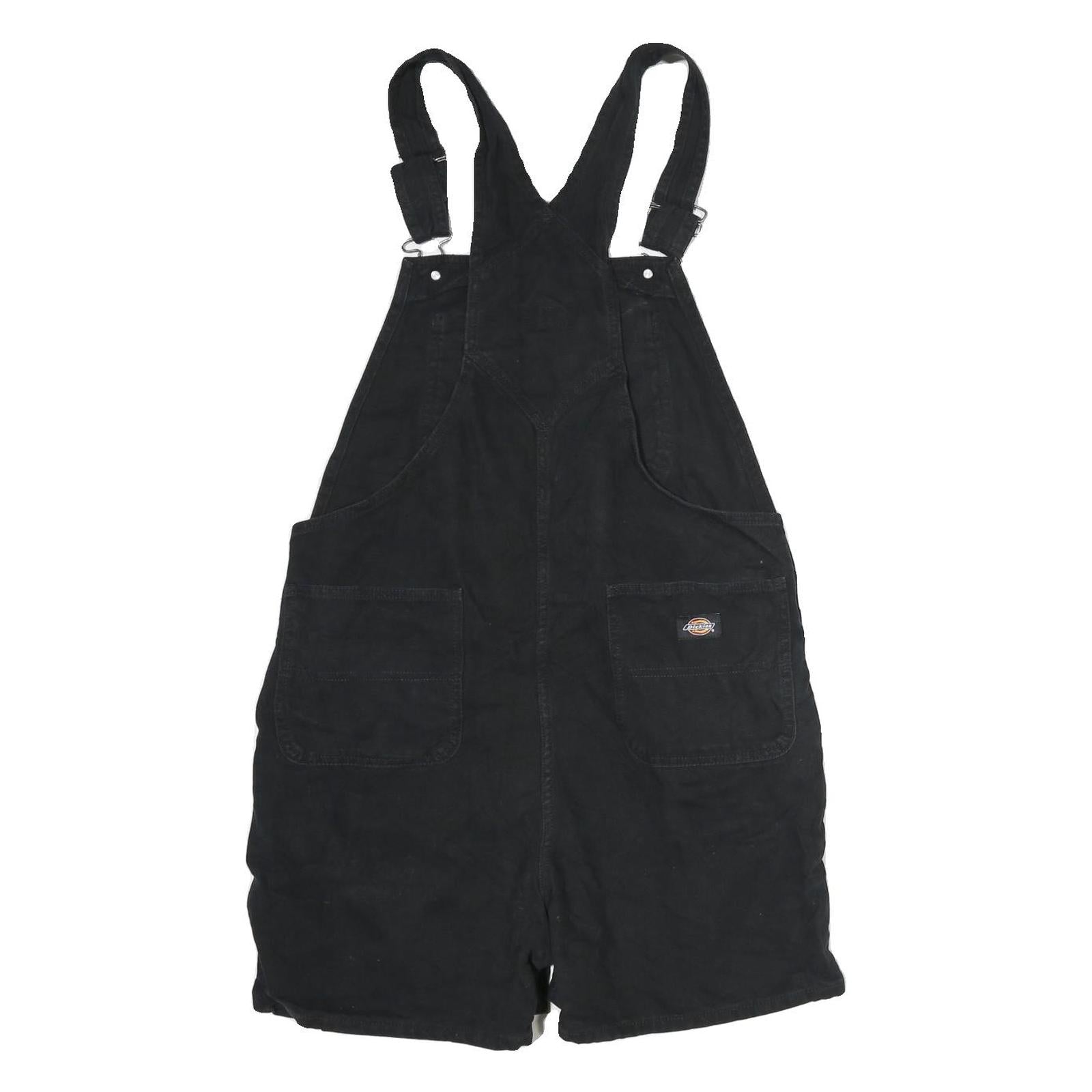 DICKIES Womens Black Cotton Dungarees Loose Fit XL W36 L4 Workwear Shorts