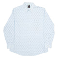 LUTTERS Mens Shirt Blue Geometric Long Sleeve M