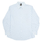 LUTTERS Mens Shirt Blue Geometric Long Sleeve M