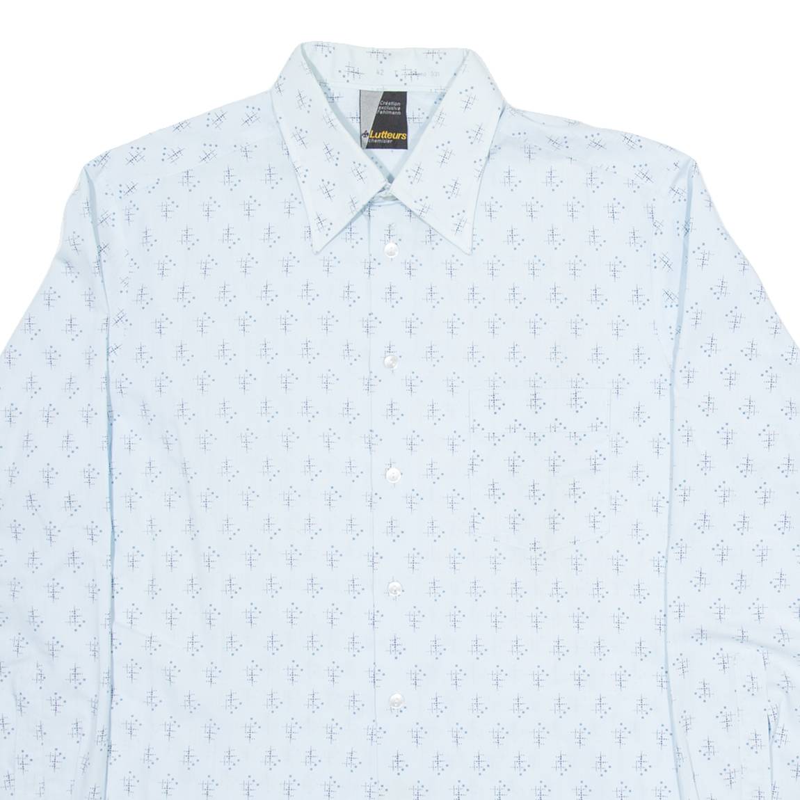 LUTTERS Mens Shirt Blue Geometric Long Sleeve M
