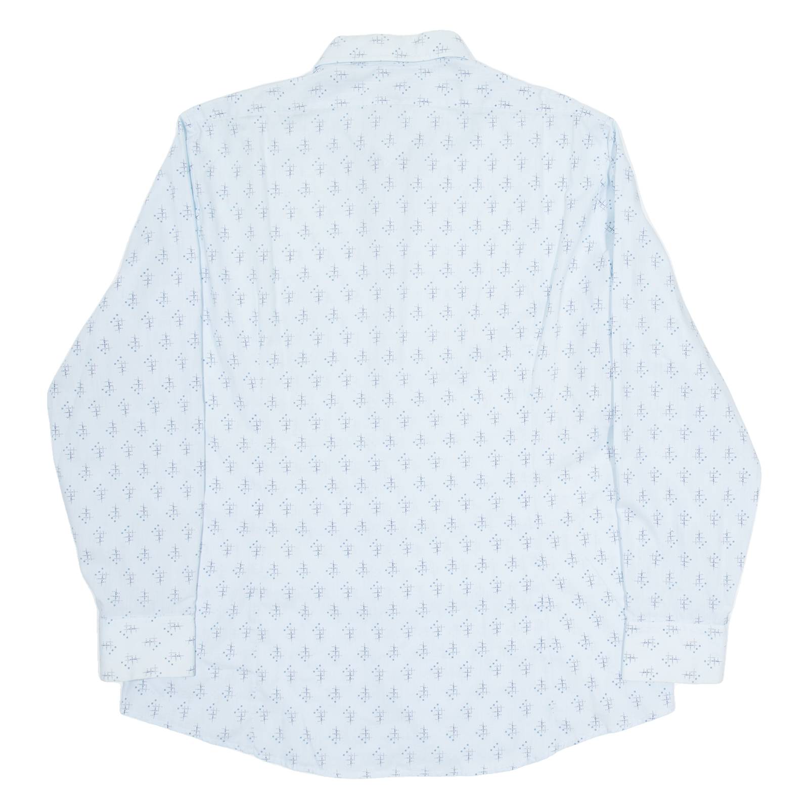 LUTTERS Mens Shirt Blue Geometric Long Sleeve M