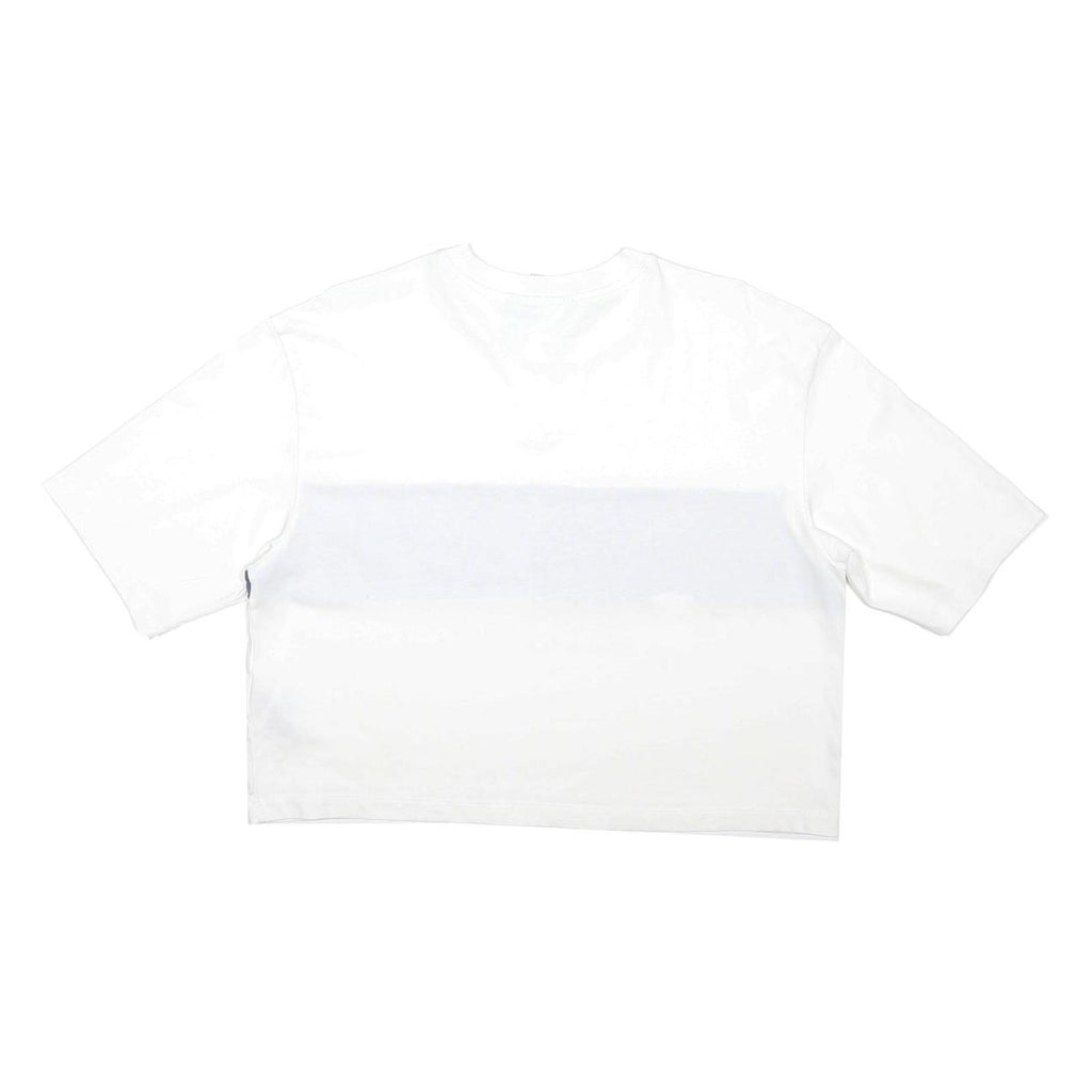 ADIDAS ORIGINALS Womens White & Navy Graphic T-Shirt UK 10 Short Sleeve Crew