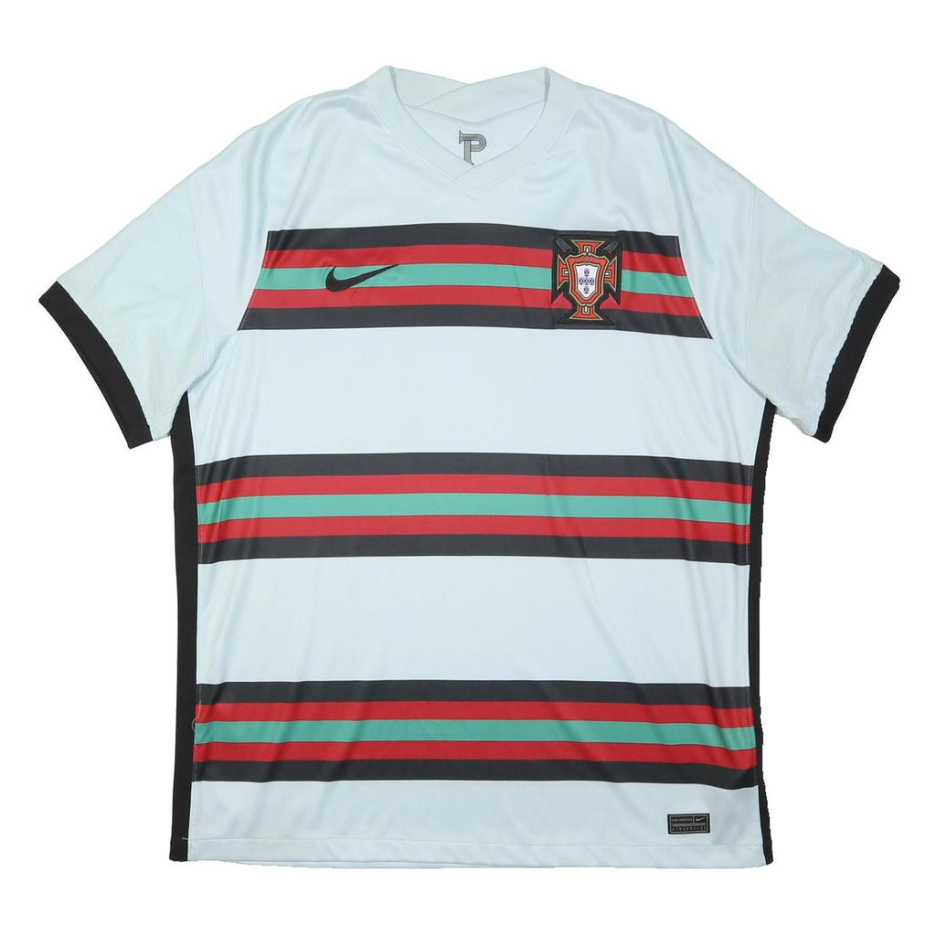 NIKE Mens White Black Red 2020-2021 Portugal Away Football Shirt XL Short Sleeve