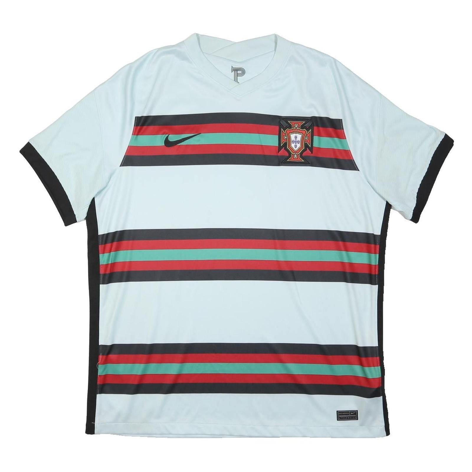NIKE Mens White Black Red 2020-2021 Portugal Away Football Shirt XL Short Sleeve