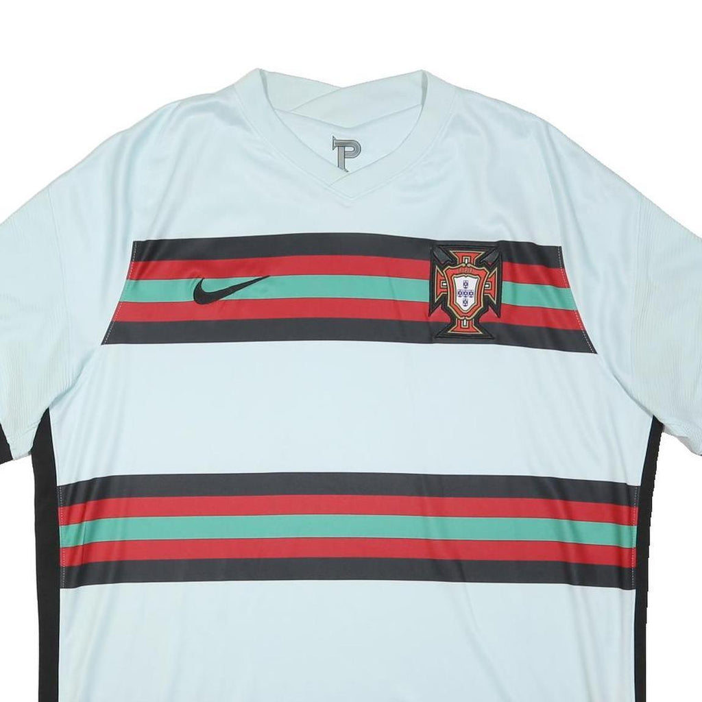 NIKE Mens White Black Red 2020-2021 Portugal Away Football Shirt XL Short Sleeve