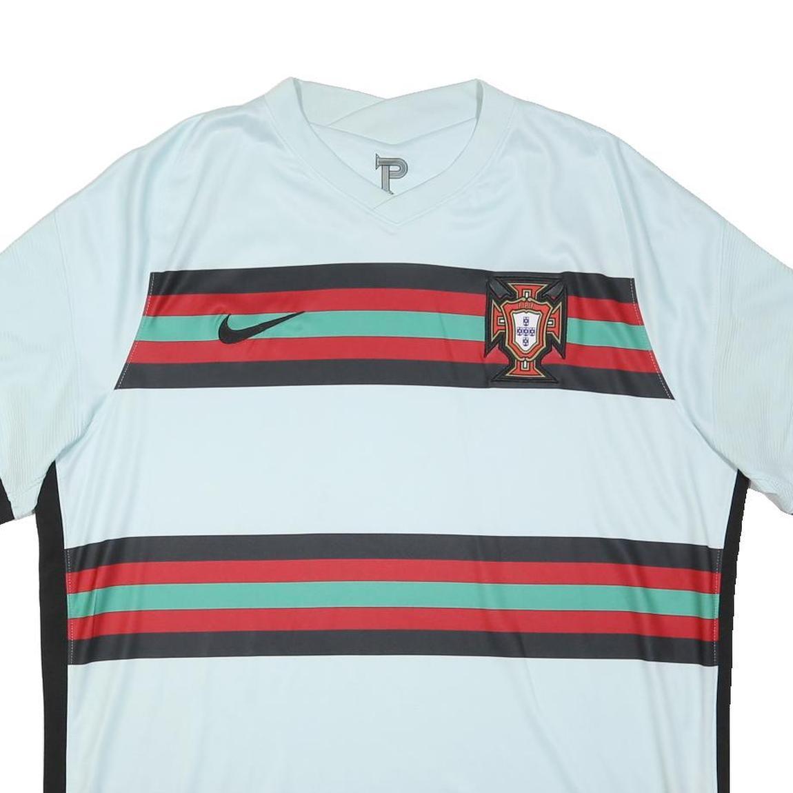 NIKE Mens White Black Red 2020-2021 Portugal Away Football Shirt XL Short Sleeve