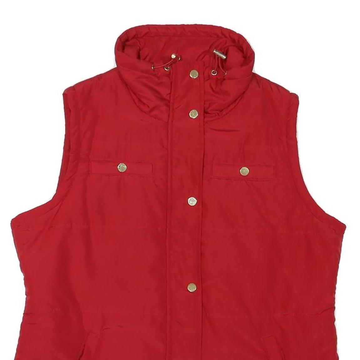 STYLE & CO Womens Red Sleeveless Quilted L Jacket Polyester Blend Zip Puffer