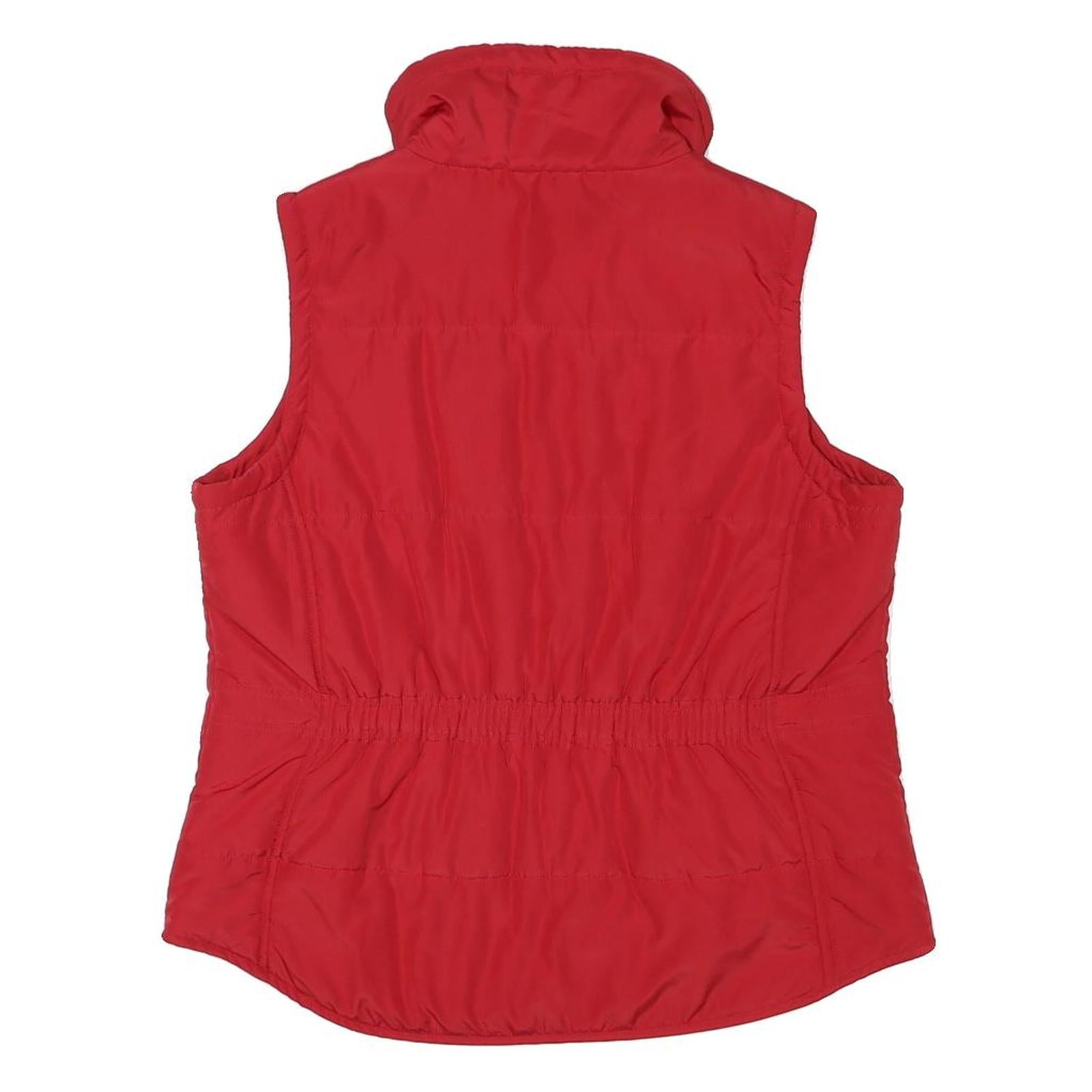 STYLE & CO Womens Red Sleeveless Quilted L Jacket Polyester Blend Zip Puffer