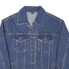 Womens Blue Denim Jacket M Cotton Blend Button Closure Classic Casual Outerwear