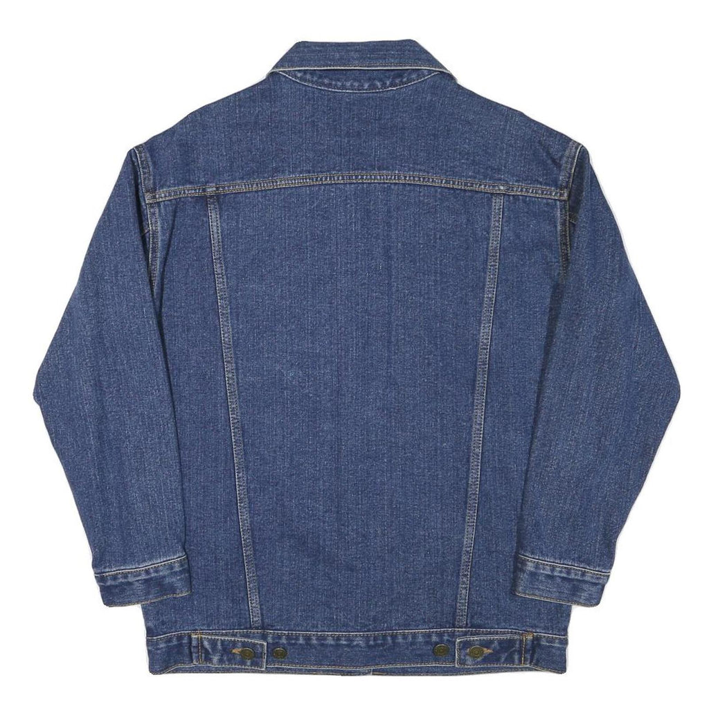 Womens Blue Denim Jacket M Cotton Blend Button Closure Classic Casual Outerwear