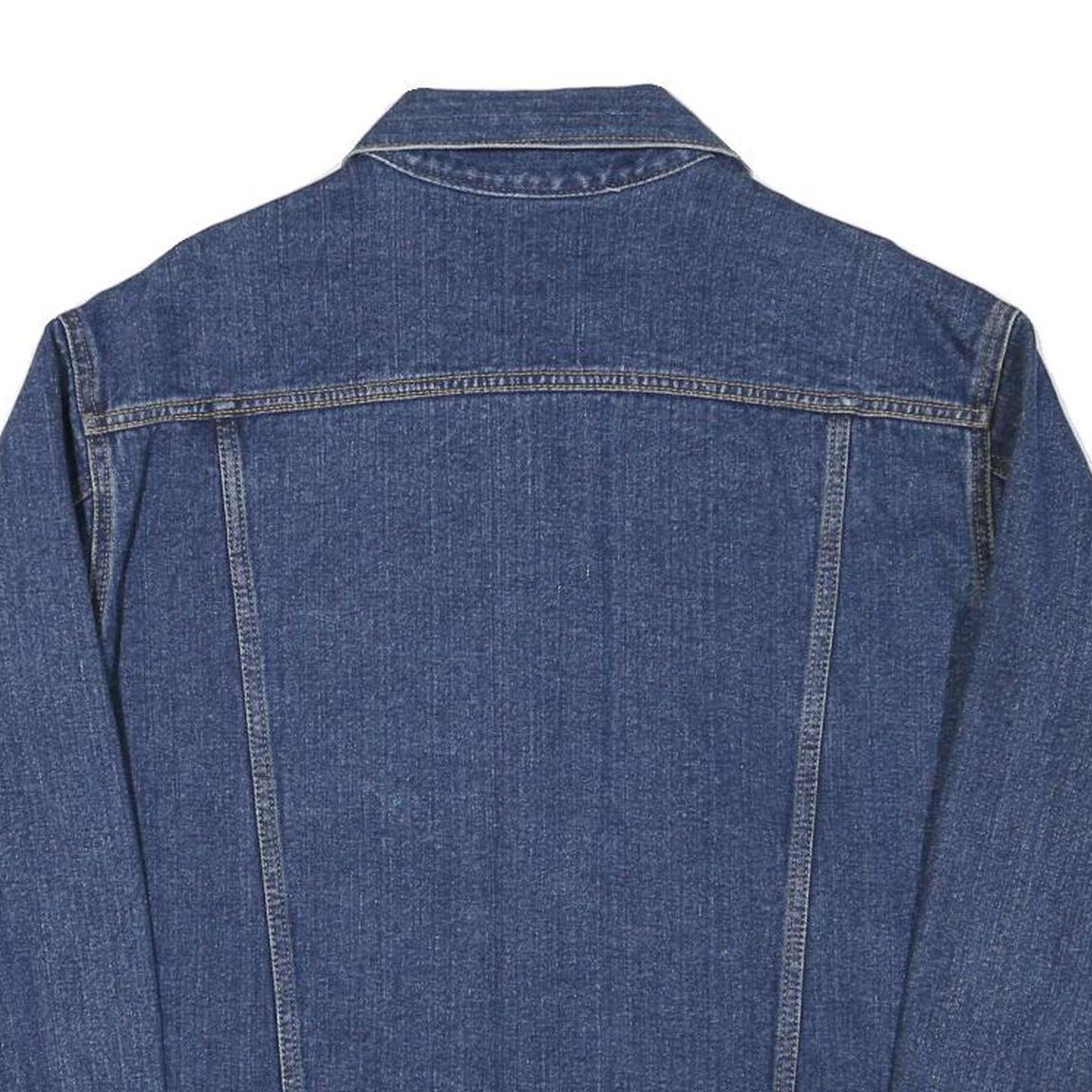 Womens Blue Denim Jacket M Cotton Blend Button Closure Classic Casual Outerwear