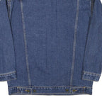 Womens Blue Denim Jacket M Cotton Blend Button Closure Classic Casual Outerwear