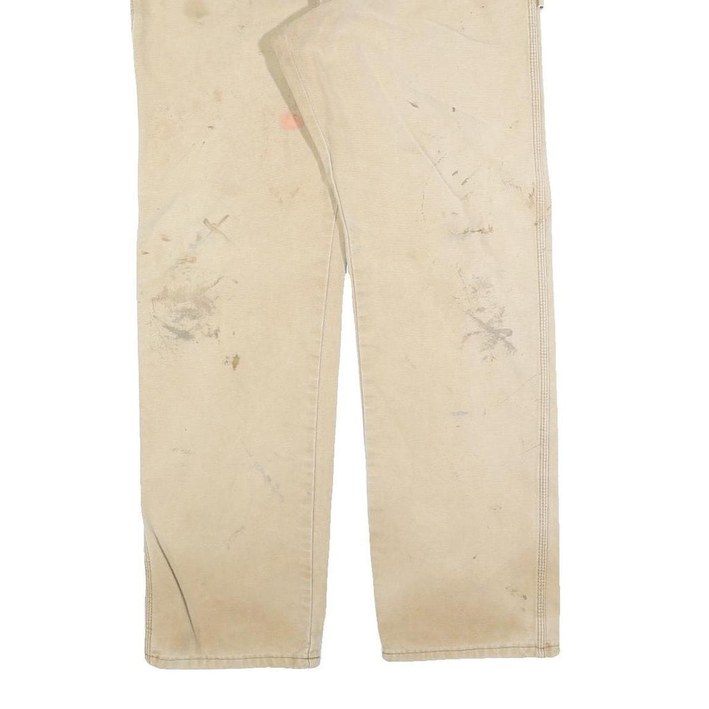 DICKIES Mens Beige Regular Fit Straight Cotton Blend Zip W36 L34 Workwear Jeans