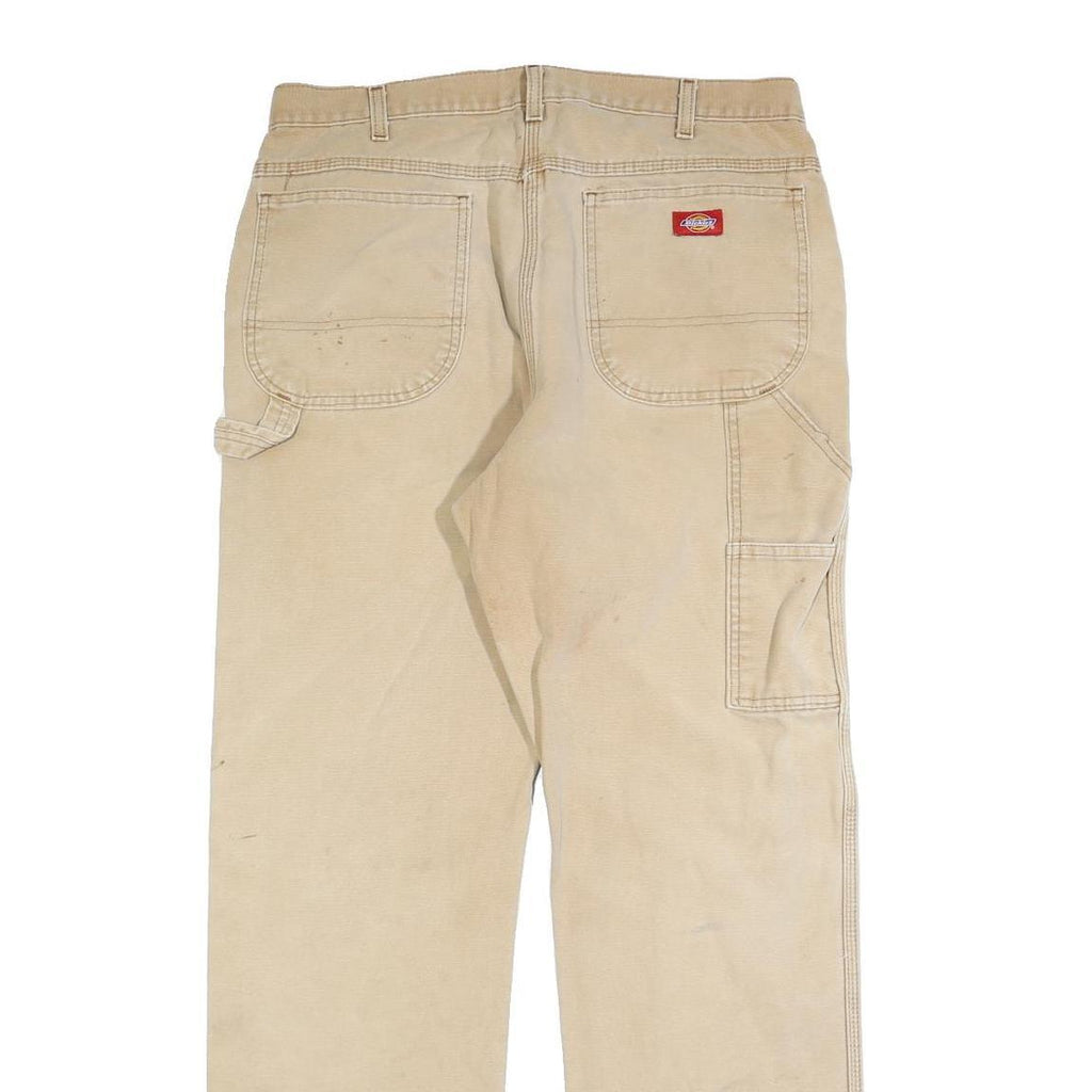 DICKIES Mens Beige Regular Fit Straight Cotton Blend Zip W36 L34 Workwear Jeans