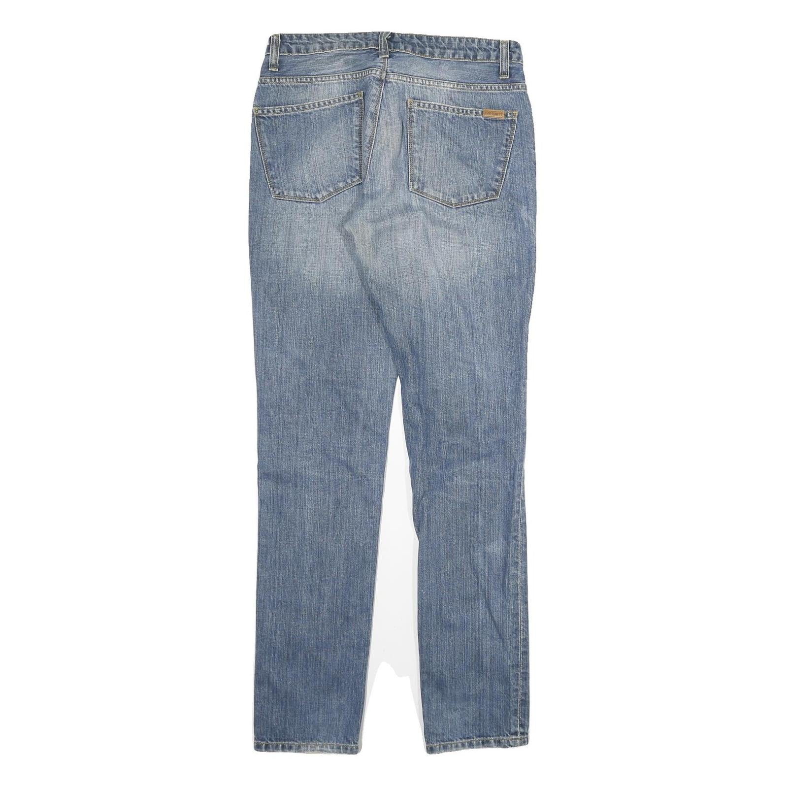 CARHARTT Mens Slim Blue Denim Jeans W28 L32 Cotton Blend Zip Classic Fit
