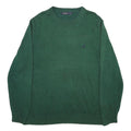 NAUTICA Mens Green Plain Crew Neck Basic Knit Jumper L Cotton Blend Casual