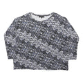 JAEGER Womens Black & Grey Printed Long Sleeve Round Neck Top L Lightweight