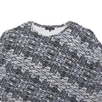 JAEGER Womens Black & Grey Printed Long Sleeve Round Neck Top L Lightweight