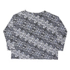 JAEGER Womens Black & Grey Printed Long Sleeve Round Neck Top L Lightweight