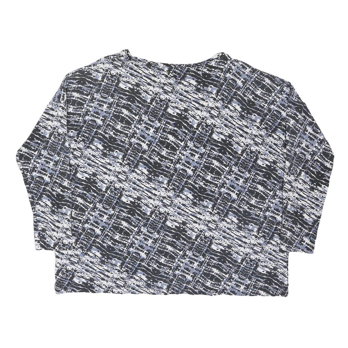 JAEGER Womens Black & Grey Printed Long Sleeve Round Neck Top L Lightweight