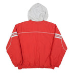 NIKE Womens Red Jacket L Polyester Zip Hooded Plain Sports Casual Fitness