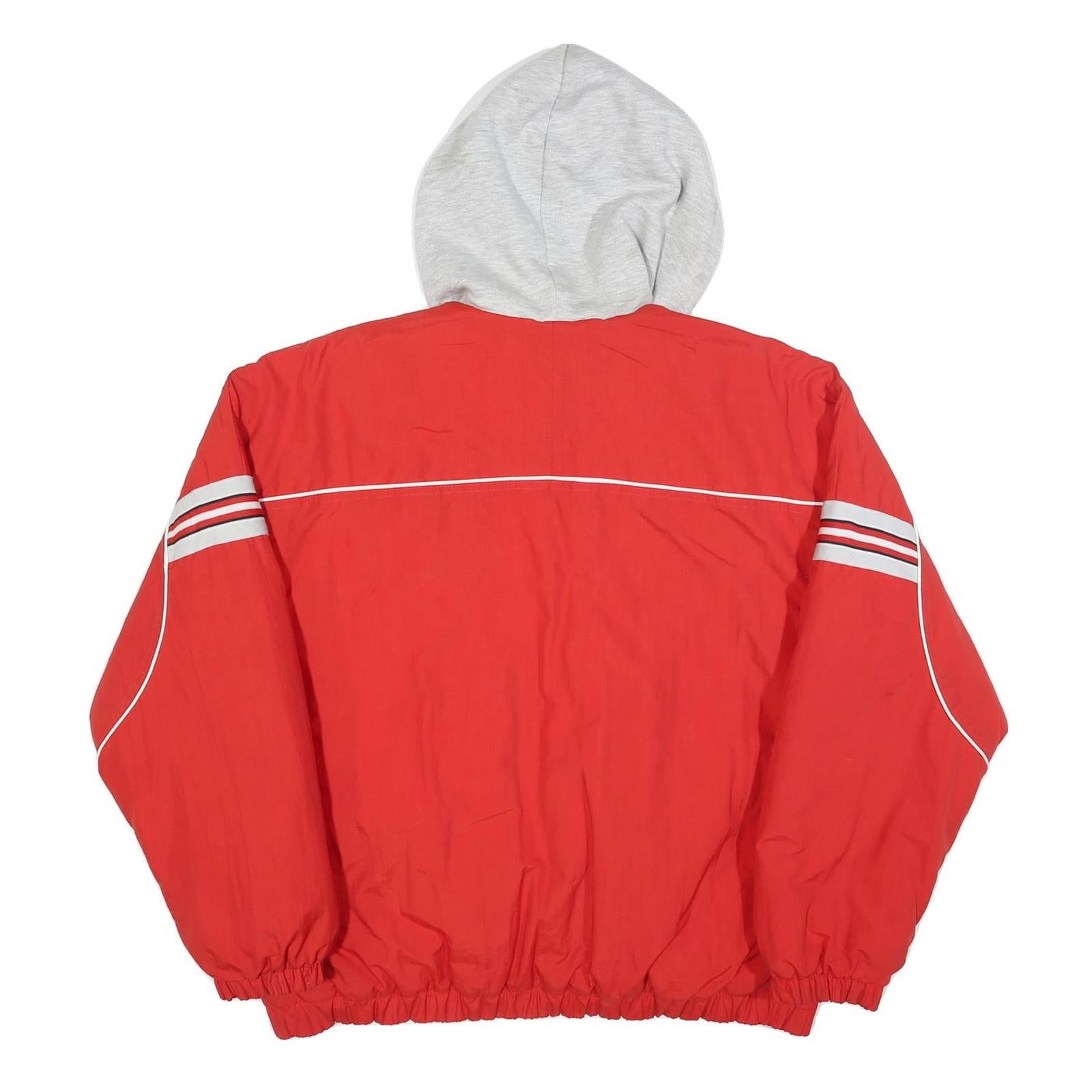 NIKE Womens Red Jacket L Polyester Zip Hooded Plain Sports Casual Fitness