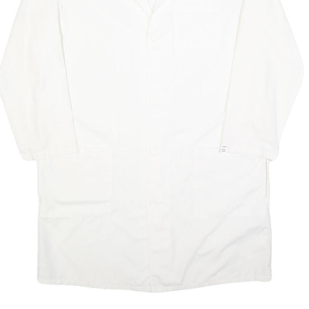 DICKIES Mens White Workwear Shirt L Cotton Durable Long Sleeve Button-Up