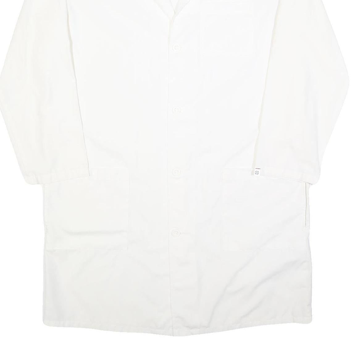 DICKIES Mens White Workwear Shirt L Cotton Durable Long Sleeve Button-Up