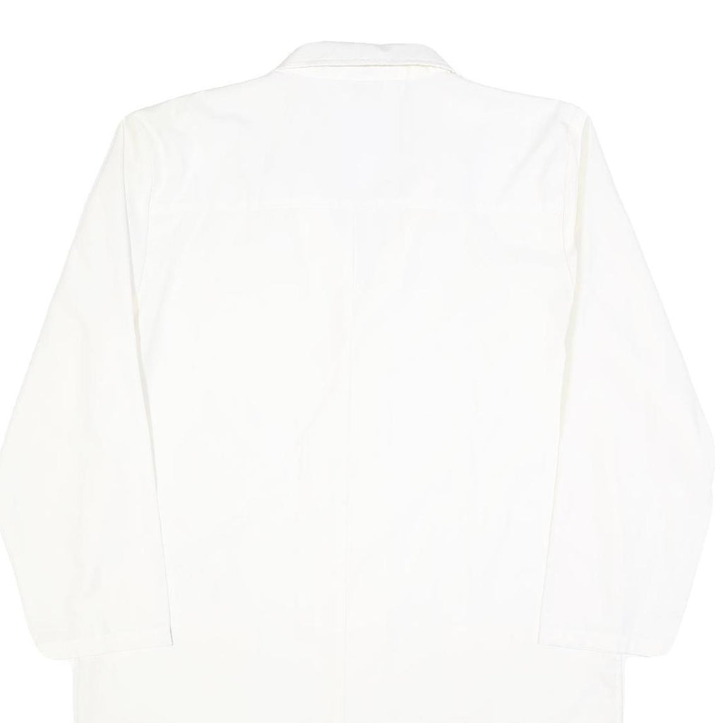 DICKIES Mens White Workwear Shirt L Cotton Durable Long Sleeve Button-Up