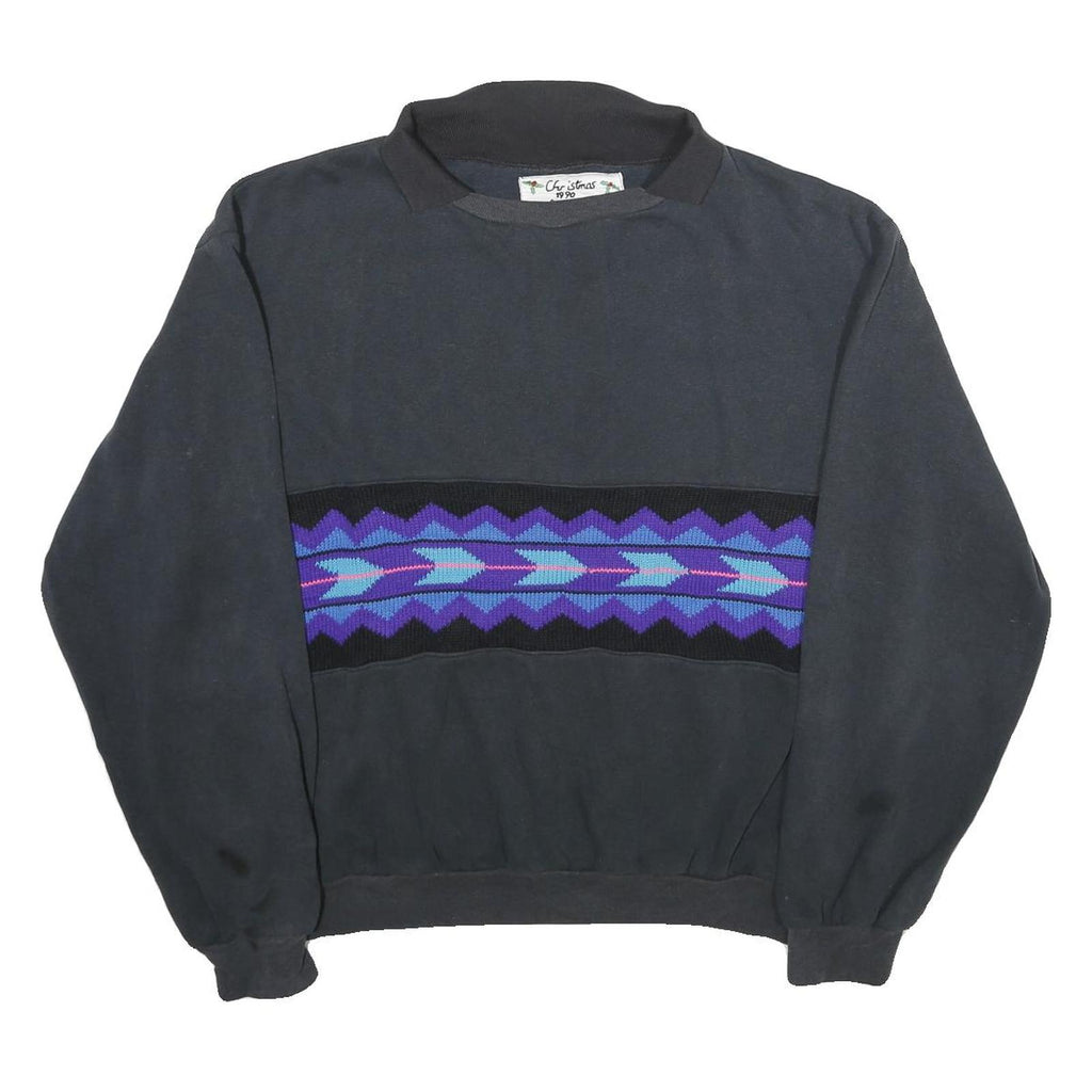 Womens Black Sweatshirt 2XL Cotton Blend Crew Neck Long Sleeve Pullover