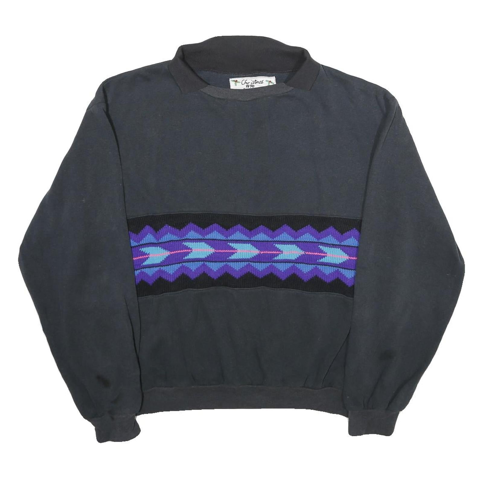 Womens Black Sweatshirt 2XL Cotton Blend Crew Neck Long Sleeve Pullover