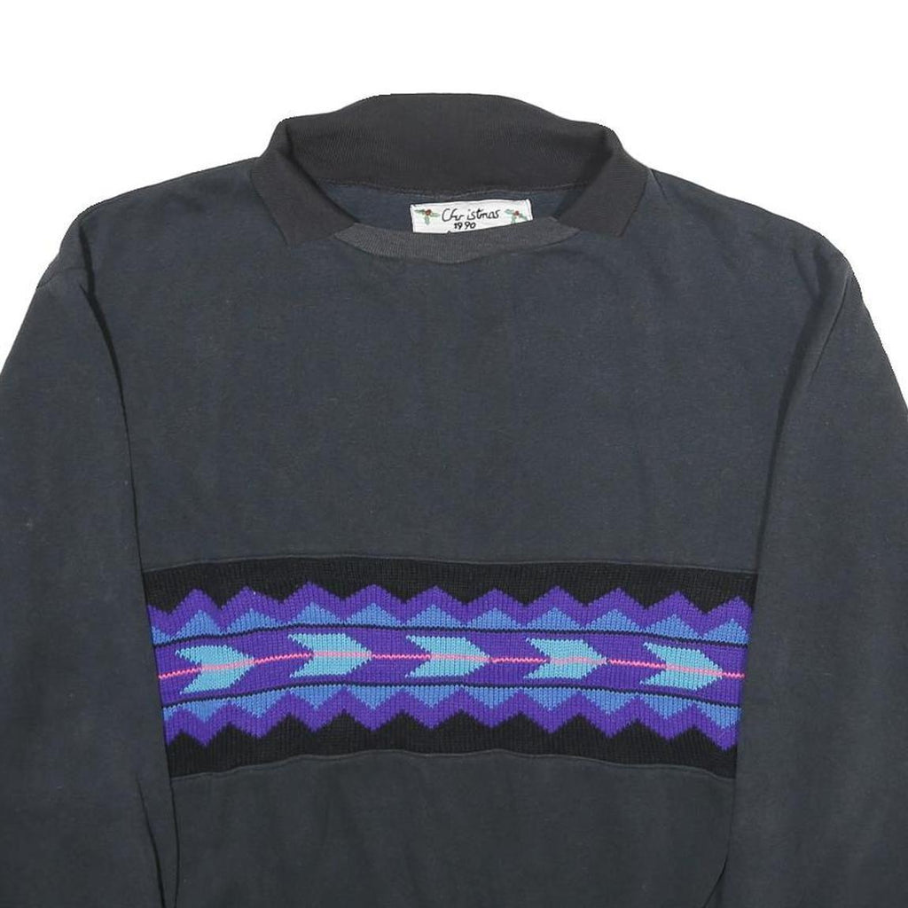 Womens Black Sweatshirt 2XL Cotton Blend Crew Neck Long Sleeve Pullover