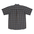 WRANGLER Mens Blue Brown Check Shirt L Short Sleeve Button-Down Casual Cotton
