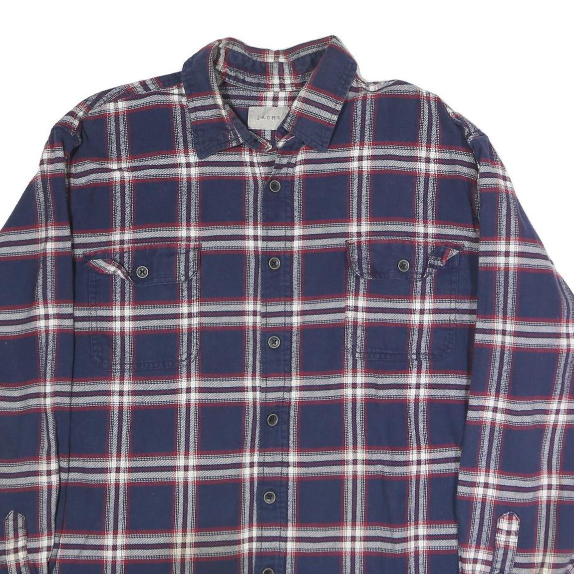 JACHS Mens Blue & Red Check Shirt 2XL Cotton Blend Long Sleeve Casual