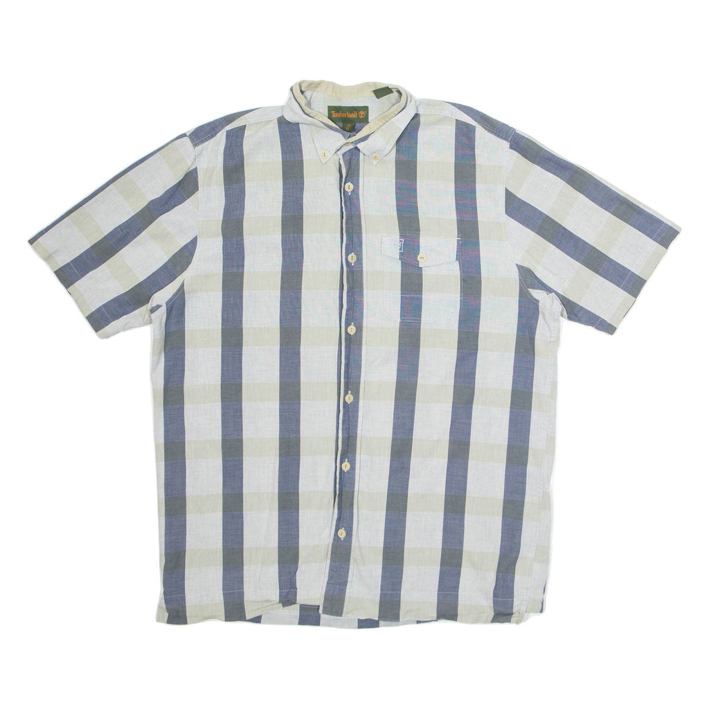 TIMBERLAND Mens Shirt Grey Check Short Sleeve M