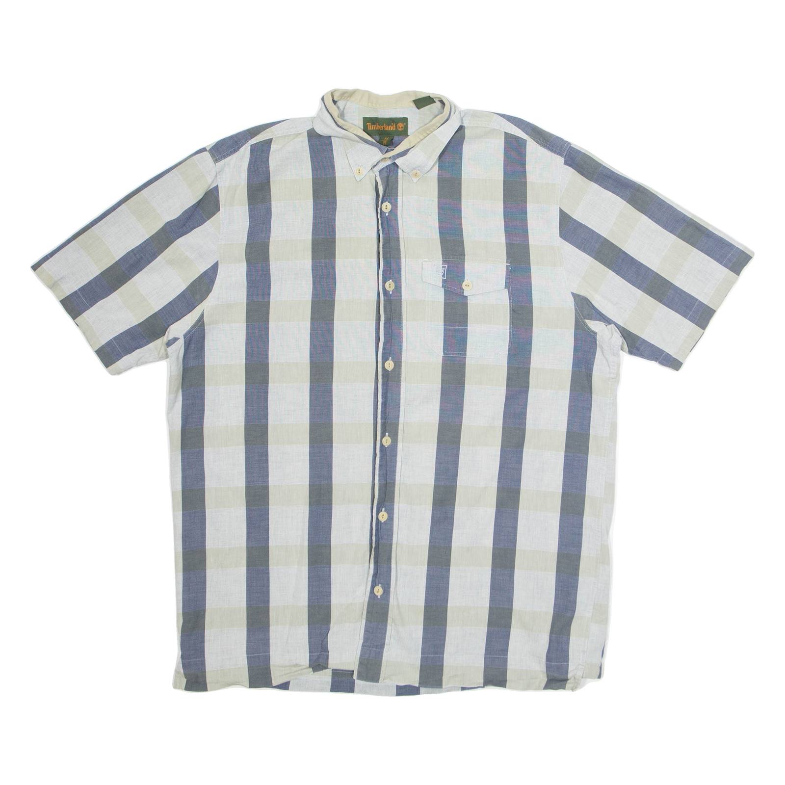 TIMBERLAND Mens Shirt Grey Check Short Sleeve M