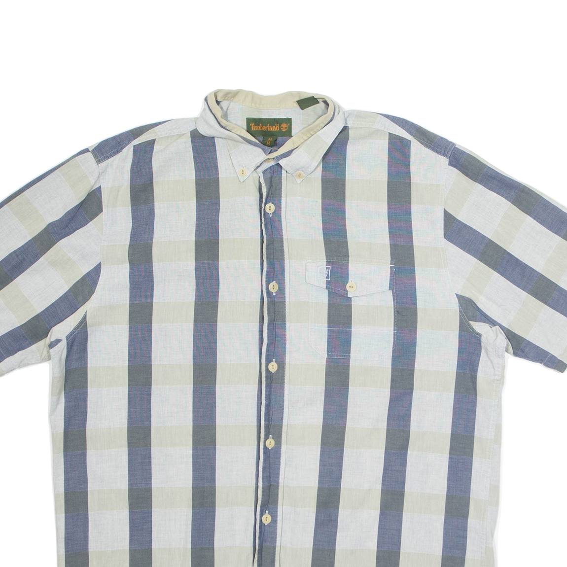 TIMBERLAND Mens Shirt Grey Check Short Sleeve M