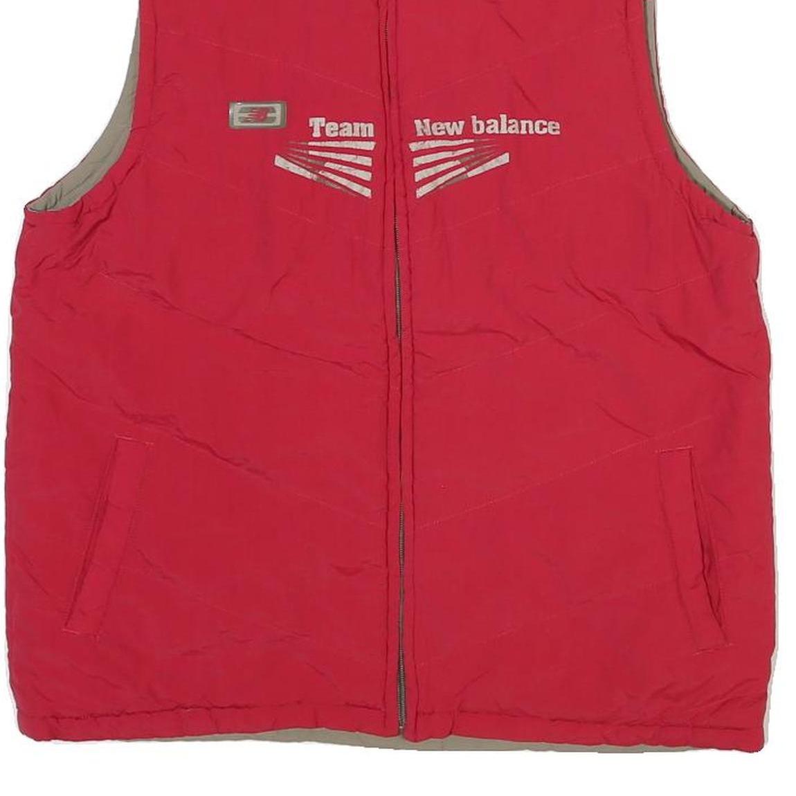 NEW BALANCE Mens Red Polyester Blend Gilet M Zip Plain Team New Balance