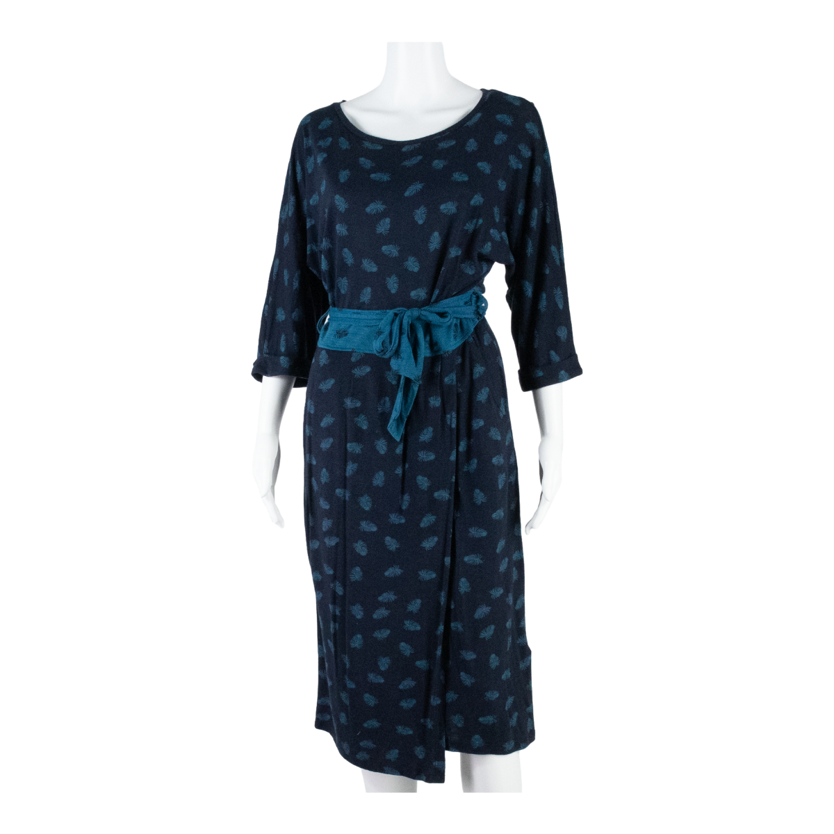 MONSOON Feather Design Womens A-Line Dress Blue Midi S