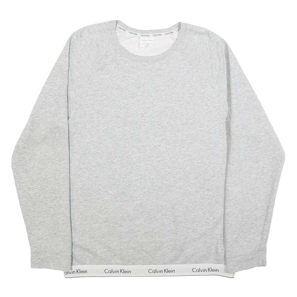 CALVIN KLEIN Womens Grey Crew Neck M Sweatshirt Logo Trim Casual Pullover