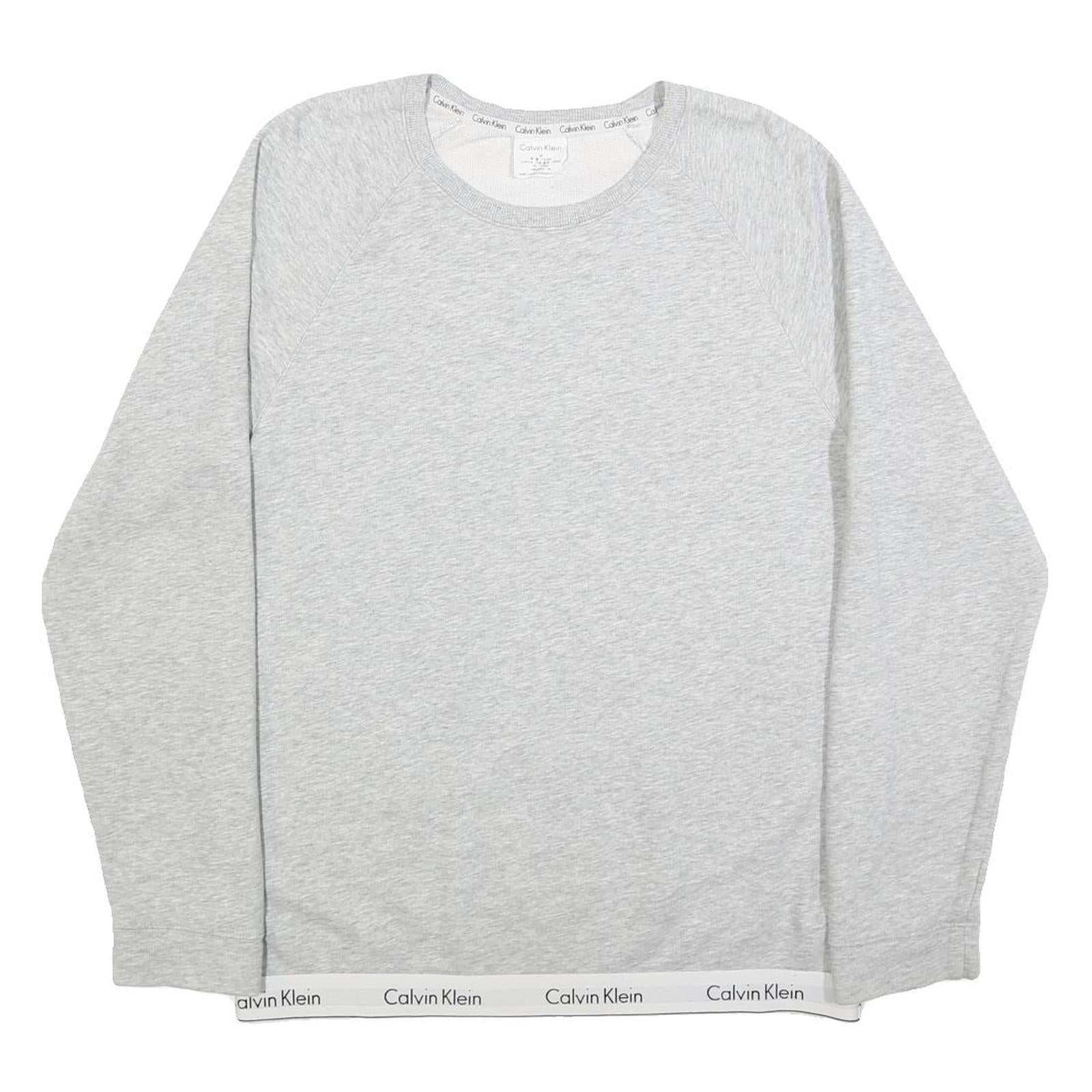 CALVIN KLEIN Womens Grey Crew Neck M Sweatshirt Logo Trim Casual Pullover
