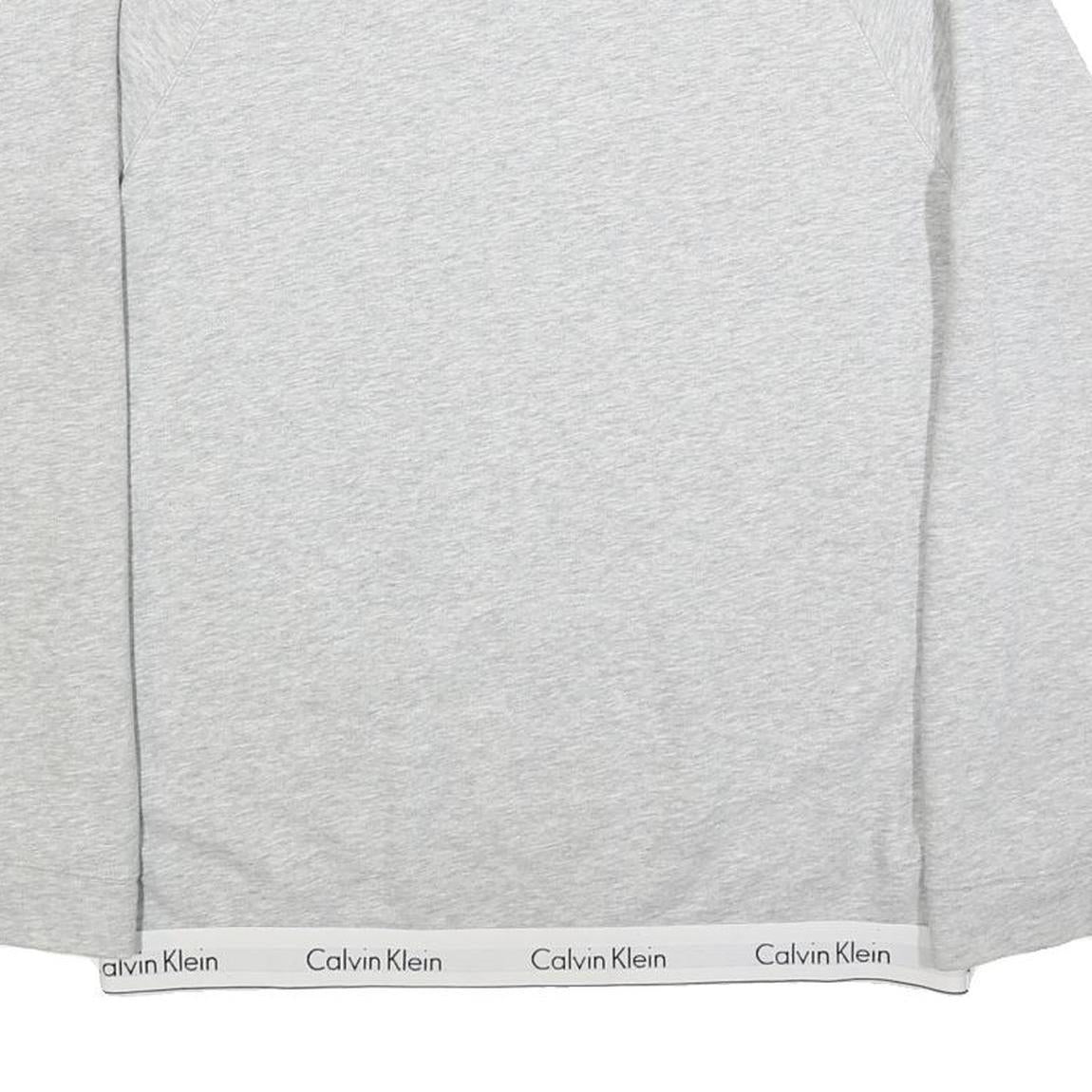 CALVIN KLEIN Womens Grey Crew Neck M Sweatshirt Logo Trim Casual Pullover