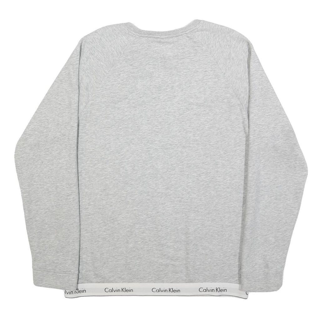 CALVIN KLEIN Womens Grey Crew Neck M Sweatshirt Logo Trim Casual Pullover