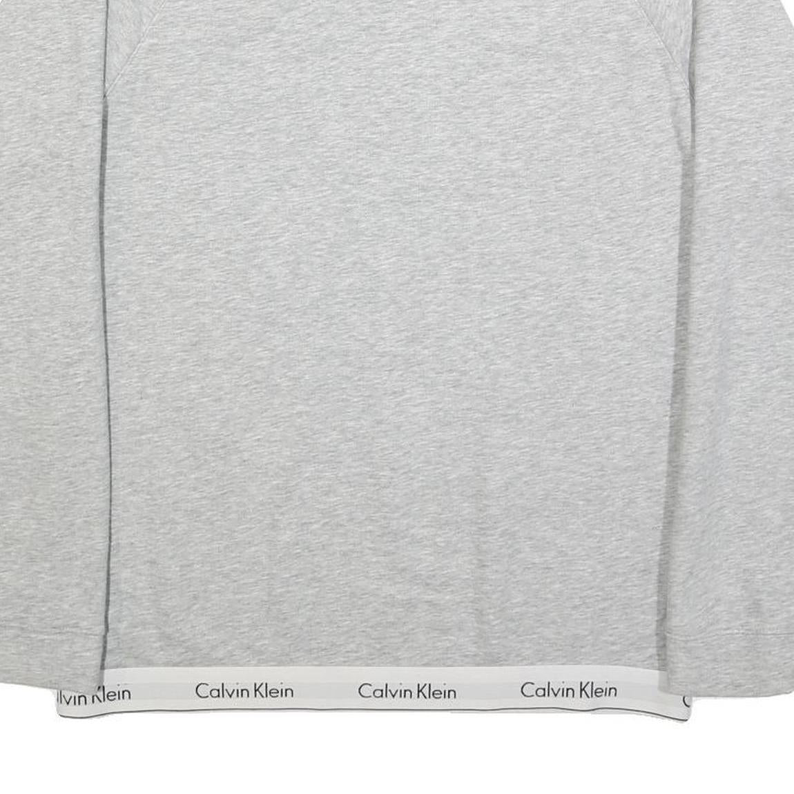 CALVIN KLEIN Womens Grey Crew Neck M Sweatshirt Logo Trim Casual Pullover